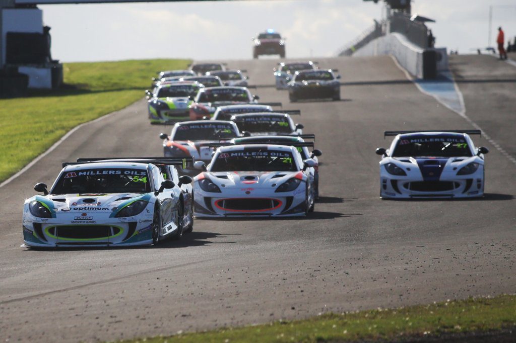 Millers Oils Ginetta racing cars on the track