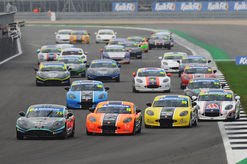 Millers Oils Ginetta racing cars on the track