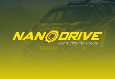 Yellow car with NANODRIVE low friction technology logo
