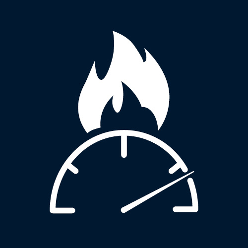 Icon of a dial with a flame above