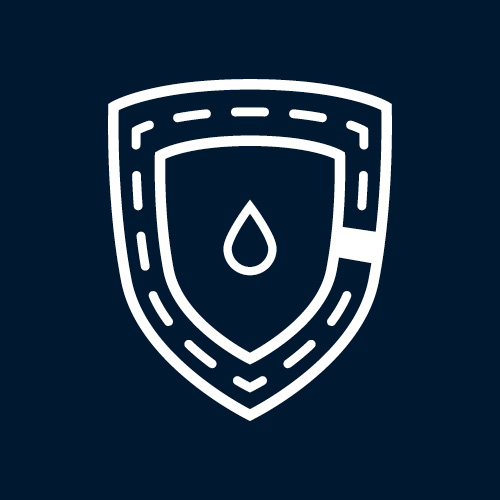 Icon of a shield with an oil droplet in the middle