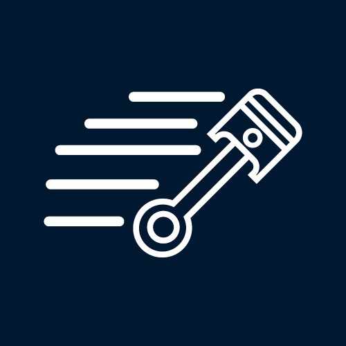 Icon of a piston with motion lines on the left